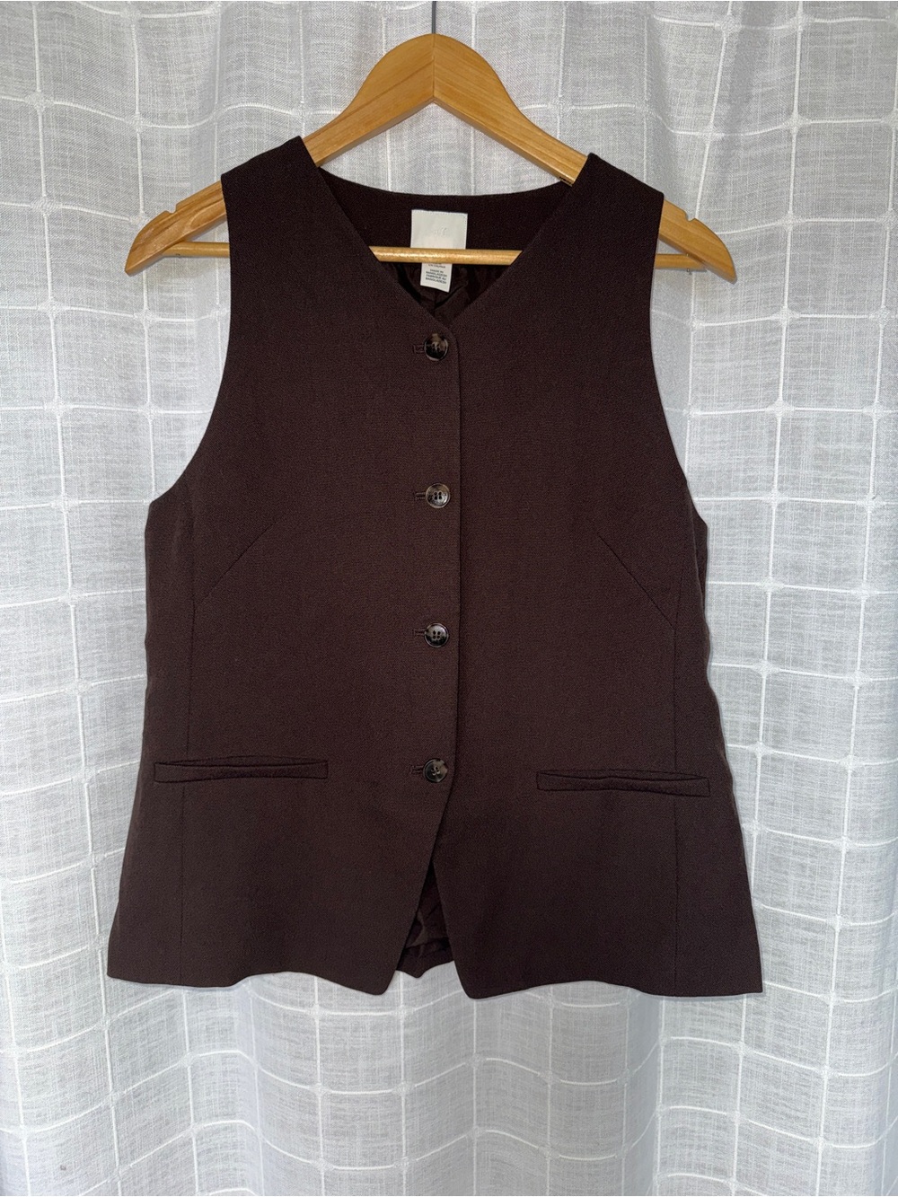 H&M Dark Brown Sleeveless Button Vest